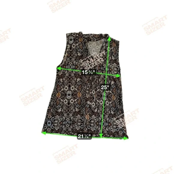 Sleeveless Boho Bow Neck Floral Blouse - Black with Blue and Rust  Size Large - Picture 4 of 4